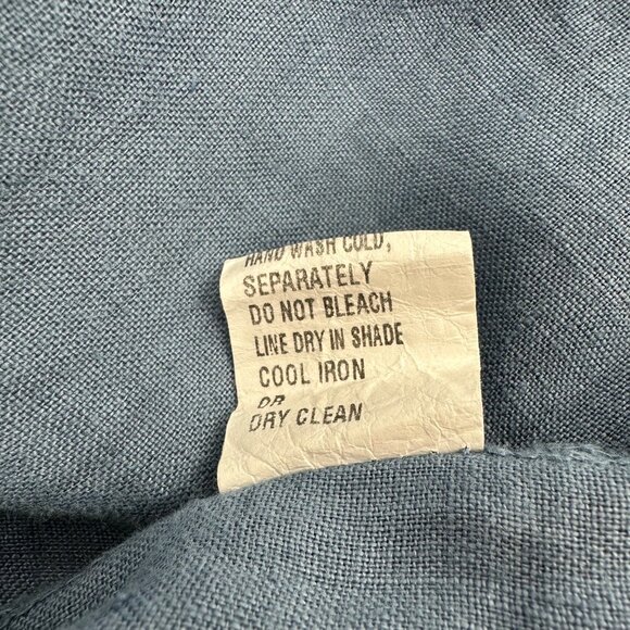 Alessia Pacini Womens Italy Made 100% Linen Blue Ruffle Neck Sleeveless Dress M - Picture 8 of 9